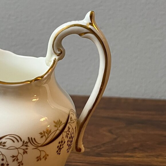 COALPORT Burgundy Pattern Creamer Cream Pitcher White Gold Grapes Vines England - Picture 8 of 14